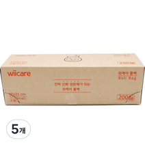 위케어 산화생분해 롤백 소 17cm x 25cm, 소(S), 200개입, 5개