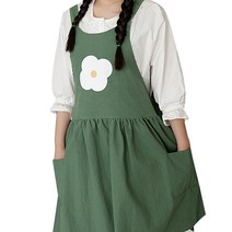 알럽홈 꽃프린팅 사이드포켓 앞치마, 그린, 1개