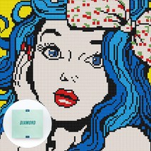 디클레어 액자 캔버스형 보석십자수 DIY 키트 30 x 30 cm, 1개, 파란머리 소녀