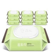 꿈토리 뉴 가득찬챔프 엠보싱 유아물티슈 캡형, 100매, 10팩