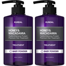 쿤달 허니 앤 마카다미아 트리트먼트 베이비파우더향, 500ml, 2개