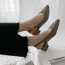 데이빈 스웨이드 로우 슬링백힐 3cm