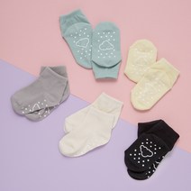 베이스알파에센셜 유아동 프리미엄 논슬립 양말 5종 세트