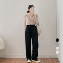 밀키버터 여성용 핀턱 일자 와이드 트레이닝 팬츠