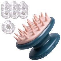 에이팀 두피 마사지 브러쉬 + 헤어캡 10p, 블루그린 + 핑크(브러쉬), 1세트