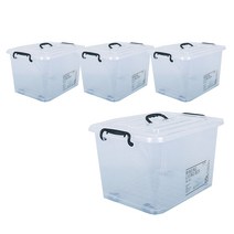 마이닝 투명 플라스틱 리빙박스 120L, 혼합색상, 4개