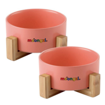 멍지 강아지 고양이 도자기 식기 2종 세트, 핑크, 핑크, 1세트