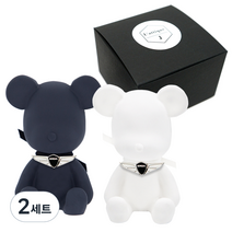라띠크제이 엠블럼 베어 차량용 방향제 제네시스 블랙 + 화이트 + 리필 베이비파우더 5ml, 2세트