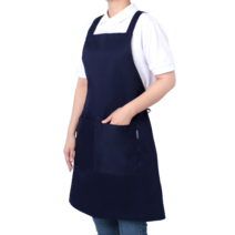 라미아스텔라 도톰한 H형 카페 바리스타 앞치마 M, 네이비, 1개