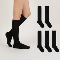노디자인 여성용 무지 니삭스 반장 양말 5족 세트