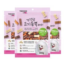 더독 강아지 건강한 고기듬쁙 져키간식 300g, 오리 고구마 치즈, 3개