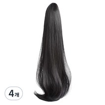 포니테일 집게가발 부분가발, 블랙, 4개