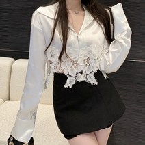 비비에모 언발란스 레이스 섀틴 블라우스 00438