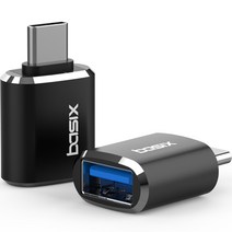 [usb아이엠듀변환c타입젠더빠른배송] 베이식스 C타입 to USB 3.0 변환 OTG 젠더 A30 2p, 메탈 블랙