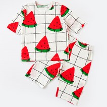 유니프랜드 아동용 라인수박 쟈가드 7부내의 실내복 상하세트
