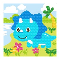 아이러브페인팅 테마 DIY 보석십자수 20 x 20 cm, 공룡 트리케라톱스, 1세트