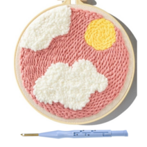 생활의지혜 펀치니들 프랑스 자수 만들기 + 고급형 바늘 세트, 1세트, 41 핑크바탕구름