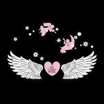 디자인엠 그래픽 스티커 천사의날개, 핑크화이트