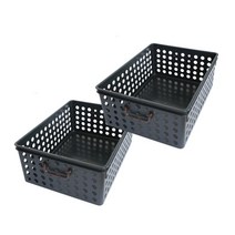 플라팜 송송 옷장정리 바스켓, 블랙, 2개입