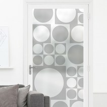 꾸밈 동그라미패턴 글라스시트지, B타입 그레이