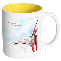 핸드팩토리 스위스 기차 스케치 머그컵, 옐로우, 1개