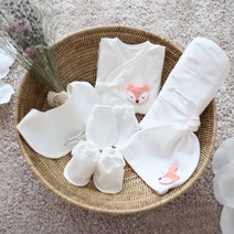 콩닥콩닥 신생아용 유기농 폭스 캐릭터 배냇저고리 DIY만들기 6종세트 무형광 사계절 50% 박음질