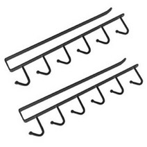 블럭마트 주방 심플 다용도 컵 앤 조리기구걸이, 블랙, 2개입