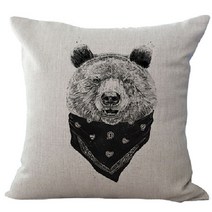 비케이 동물 드로잉 쿠션커버