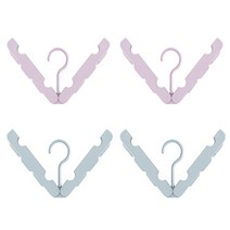 리버그린 여행용 접이식 옷걸이 특, 블루, 핑크, 4개입