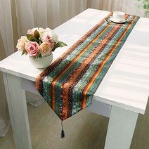 아리코 25 kitchen 유럽풍 테이블 러너 에스닉 스타일, 줄무늬 블루, 6인(30 x 200 cm)