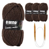 연일섬유 클래식 울 목도리 DIY 뮤직 뜨개실 4p + 고급 줄바늘 + 도안, 1세트, 23295 쵸코