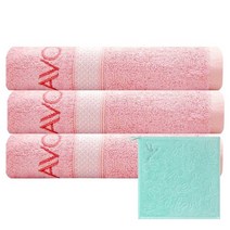 송월타월 샤보렌 가든 파티 수건 3p + 라인 레빗 고리 핸드 타올 파랑, 분홍, 1세트