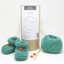 멜로우 아기 부츠 뜨개질 키트, 바질 그린, 1세트