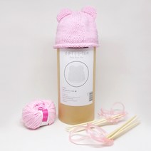 멜로우 신생아 곰돌이 모자 뜨개질 키트, 베이비 핑크, 1세트