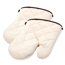 블럭마트 코튼 주방 냄비장갑, 크림, 2개입