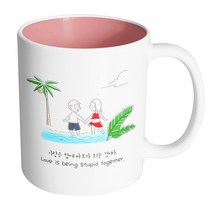 핸드팩토리 포시즌여름커플 사랑은함께바보가되는것이다 머그컵, 내부 파스텔 핑크, 1개