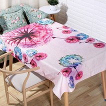 이코디 플랜트 TC 테이블 보, 핑크플라워, 90 x 90 cm