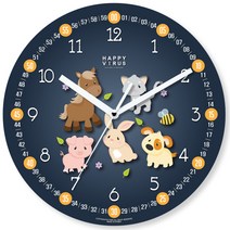 해피바이러스 어린이 교육용 벽시계, 2120 작은 동물농장