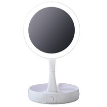 코코 탁상거울 매직 블링블링 LED 원형 양면거울 + USB 케이블, 화이트