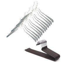 선우랜드 정장 상의 옷걸이 그레이 12p + 논슬립 바지걸이행거 브라운 10p, 혼합 색상, 1세트