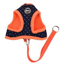 캐츠피아 배색데님도트 고양이 패션 하네스 Q, 오렌지