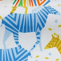 마린 마이클밀러 코튼 오리가미오아시스 얼룩말 패브릭원단, 화이트 + 블루