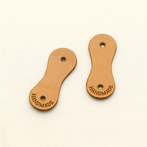 해피베어스 피넛 핸드메이드 가죽 라벨, 카라멜브라운, 8개입