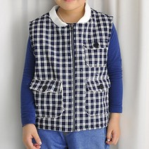 코하스아이디 소프트 단면 포퓰러 타탄 체크 & 덤블링 본딩 패브릭원단, D 네이비