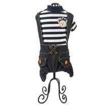 도그아이 반려동물 곰와펜청바지 올인원, 남색