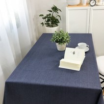 비케이 고급 심플 코튼 테이블보, 네이비, 90 x 130 cm