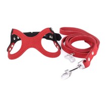 아리코 Dr.Mini 고양이 & 강아지 캐시미어 하네스 + 리드줄, 레드