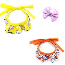 펫츠룩 강아지 고양이 스카프 플라워 오렌지 + 미니 리본 퍼플 + 큐티 옐로, 혼합 색상, 1세트