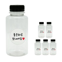 도나앤데코 일자보틀 검정뚜껑 6p + 좋은하루보내세요 화이트 스티커 6p, 혼합 색상, 250ml