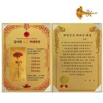 럭키심볼 황금 카네이션 감사장 + 24K 골드 카네이션 전자파 스티커, 1세트, 대한민국 어머니 대상